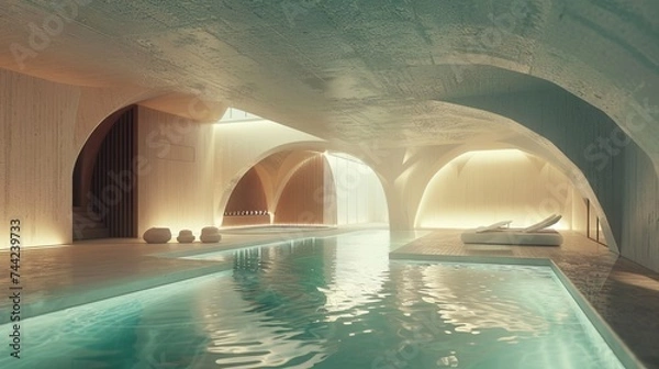 Fototapeta Soft Light Indoor Liminal Space Pool