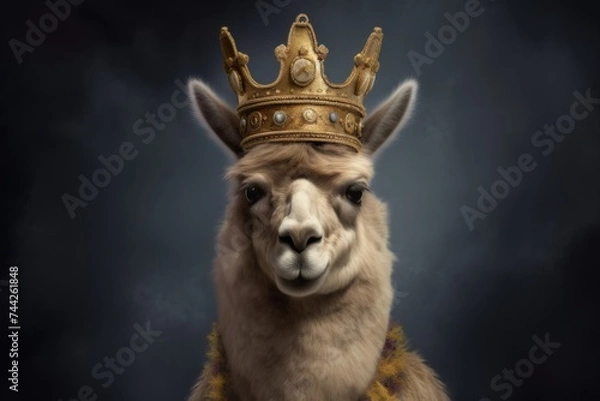 Fototapeta a king alpaca in his crown being self proud