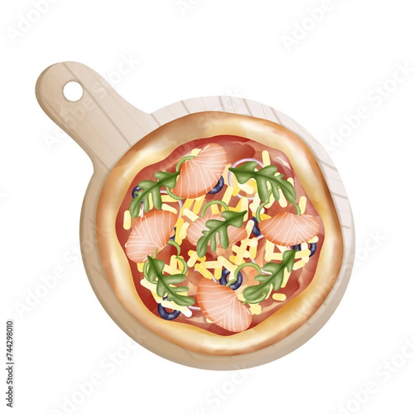 Obraz Salmon Rocket vegetable cheese pizza