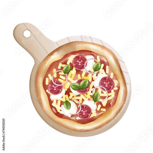 Fototapeta tomato mozzarella onions pizza