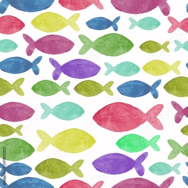 Obraz watercolor seamless pattern with fish