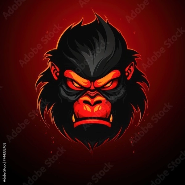 Fototapeta angry black monkey logo