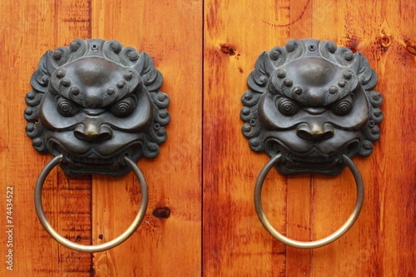 Obraz Lion Head Chinese Door Knob, Chengdu, China