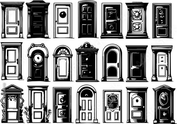 Fototapeta doors vector set, icon, illustration