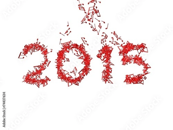 Obraz New year 2015 made from the notes - white background