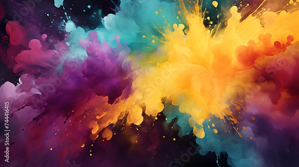 Fototapeta Mardi Gras Digital Watercolor Background Abstract Splash Colorful Art