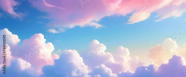 Obraz Pastel colored clouds in natural sky at sunrise or sunset Copy space image