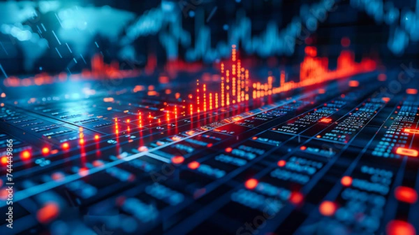 Obraz The dynamic world of finance and technology, where data and diagrams capture the pulse of markets and global business