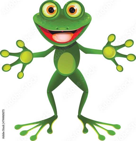 Fototapeta Illustration of a Cheerful Green Frog is standing
