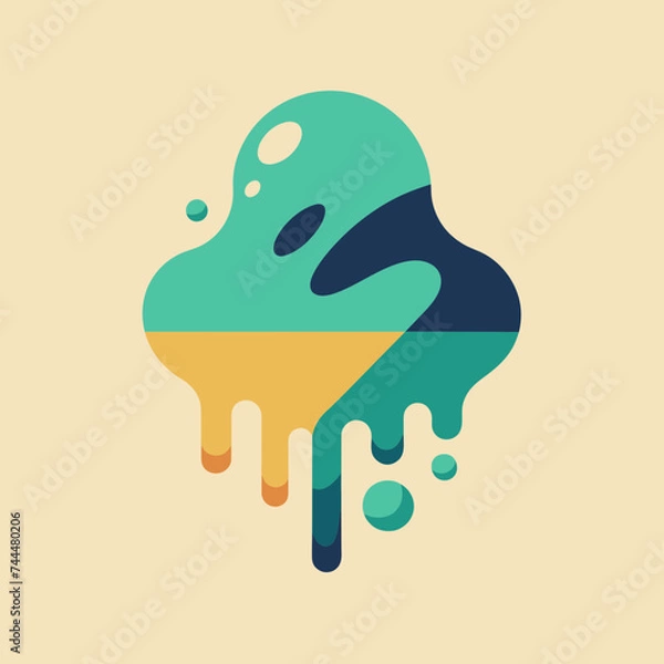 Obraz Creative Cool Water Shape: Minimalist Melting Brand Sign Theme for Print on Demand Design
