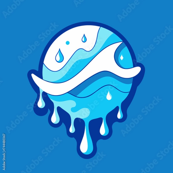 Obraz Creative Cool Water Shape: Minimalist Melting Brand Sign Theme for Print on Demand Design