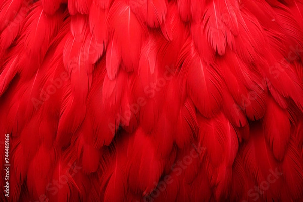 Obraz Red feathers close-up, background, pattern