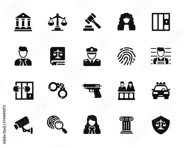 Fototapeta Law and justice icon set isolated on transparent background
