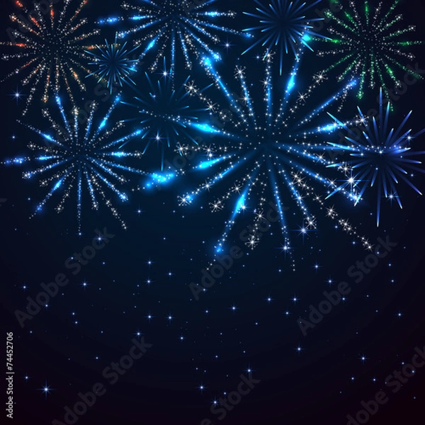 Fototapeta Fireworks on sky background