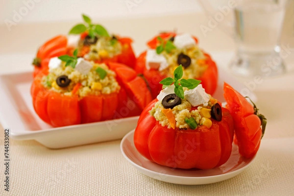 Obraz Stuffed tomatoes with millet.