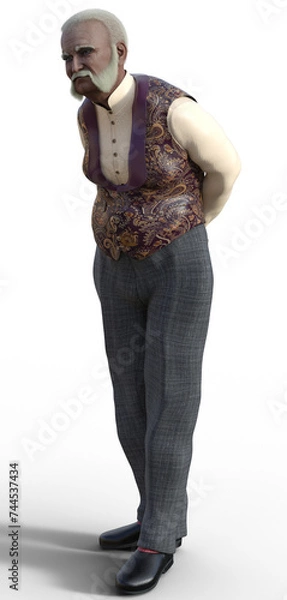 Obraz An elderly gentleman dressed in formal clothing standing  and bowing slightly 3d illustration