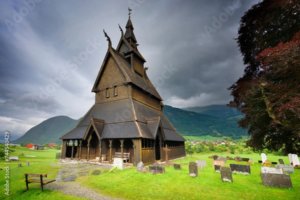 Fototapeta Hopperstad stave church in Vik, Norway