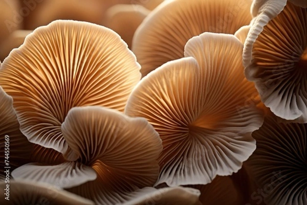 Fototapeta Close-up of mushroom gills seen from below