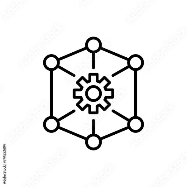 Fototapeta Machine configuration outline icons, minimalist vector illustration ,simple transparent graphic element .Isolated on white background