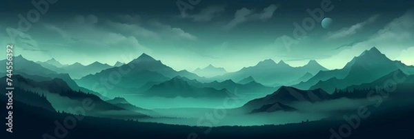 Obraz Mountain Landscape Panorama Concept Drawing Background image HD Print 15232x5120 pixels. Neo Game Art V8 14