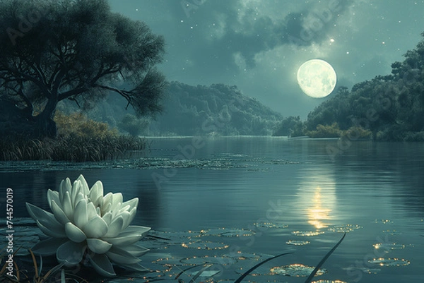 Obraz lake in the night