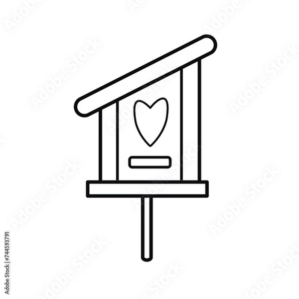 Fototapeta Birdhouse icon. Vector outline drawing.  