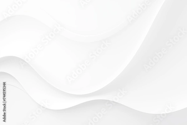 Fototapeta Abstract art: White wave on white background with shadow, Monochrome photography