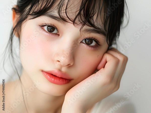 Obraz 清純な眼差し - 自然な美しさを纏ったアジア人女性のポートレート