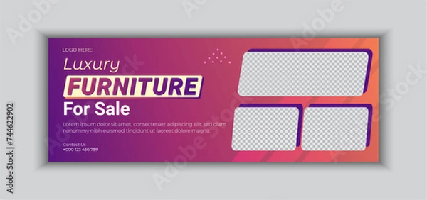 Fototapeta Furniture banner template design. Creative, Modern and colorful social media furniture web poster. 