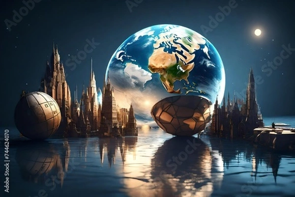 Obraz earth and moon