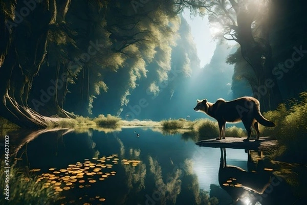 Obraz wolf howling at the night