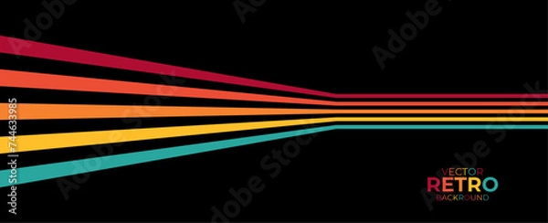 Obraz retro vintage 70s style stripes background poster lines. shapes vector design graphic 1970s retro background. abstract stylish 70s era line frame illustration. banner, cover, poster, backdrop.