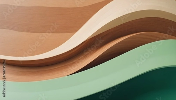 Fototapeta Background with green and wood texture waves