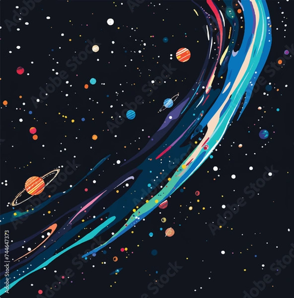 Fototapeta Abstract galaxy theme flat design background