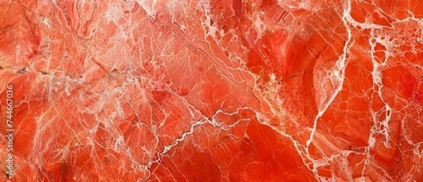 Fototapeta A fiery expanse of red marble stretches out in this image, with delicate veins like cracks in a parched desert, radiating intensity and warmth.