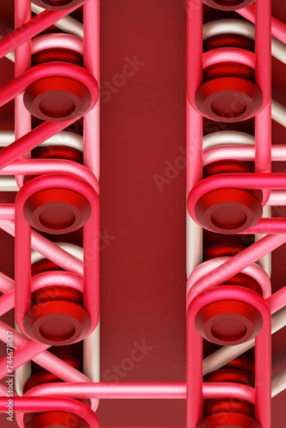 Obraz 3D illustration, intricate geometric pattern of convex fasteners and straps