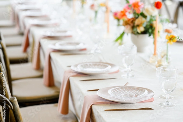 Fototapeta table set for a wedding reception