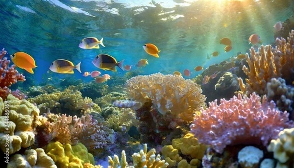 Fototapeta 水中写真 キラキラとした美しい光が差し込む水中