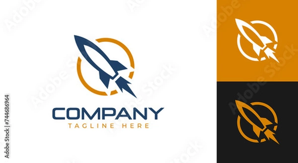 Obraz rocket logo vector illustration, plane space logo template