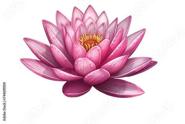 Fototapeta Beautiful pink lotus or water lily in pond transparent background. Generative AI	
