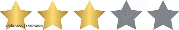Fototapeta Product rating or customer review with gold stars and half star, 3 stars rating