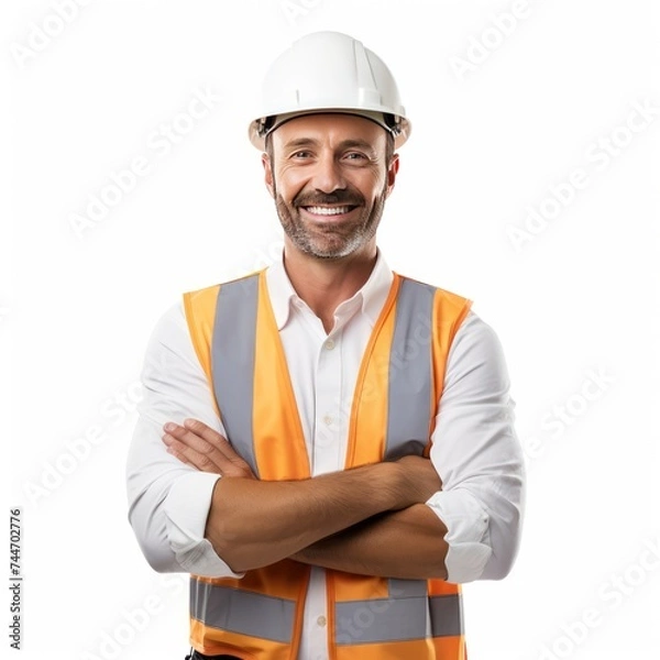 Obraz Smiling Engineer Portrait of a 30YearOld White Male with Crossed Arms