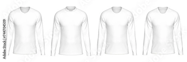 Fototapeta Mockup Template Jersey Football Long Sleeves Shirt Soccer Front Facing View on transparent background cutout with 2 Different Style for artwork graphic design. 3D Rendering.