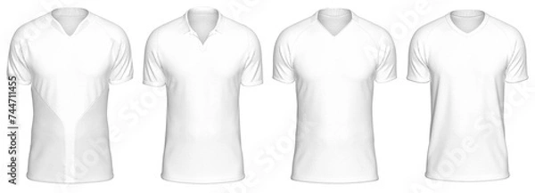 Obraz Mockup Template Jersey Football T Shirt Soccer Front Facing View on transparent background cutout with 8 Different Style for artwork graphic design. 3D Rendering.