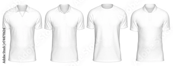 Fototapeta Mockup Template Jersey Football T Shirt Soccer Front Facing View on transparent background cutout with 8 Different Style for artwork graphic design. 3D Rendering.