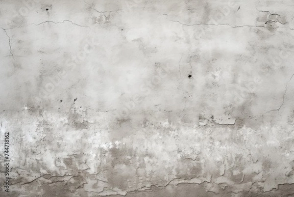 Fototapeta A weathered white wall with peeling paint next to a vibrant red fire hydrant. Suitable for urban and industrial concepts