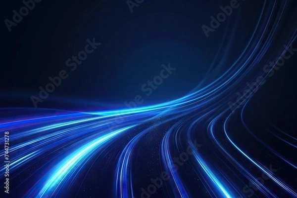 Fototapeta Abstract blue light trails background