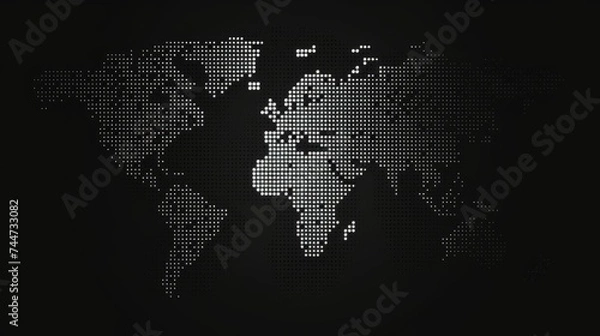 Fototapeta Abstract halftone world map design with eerie dotted pattern - detailed vector illustration for graphic projects