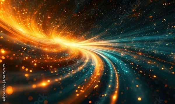 Fototapeta An abstract theme of a star trail of light, in the style of sci-fi inspired futurism. Amazing abstract wallpaper.