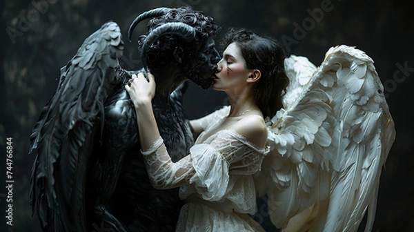 Obraz angel kissing devil
